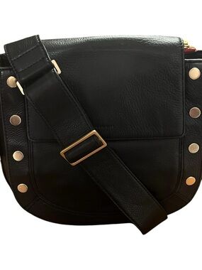 Hammitt Kayce Large Black Saddle Bag Brushed Gold Hardware -Limited Edition